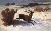 Gustave Courbet The deer running in the snow china oil painting artist